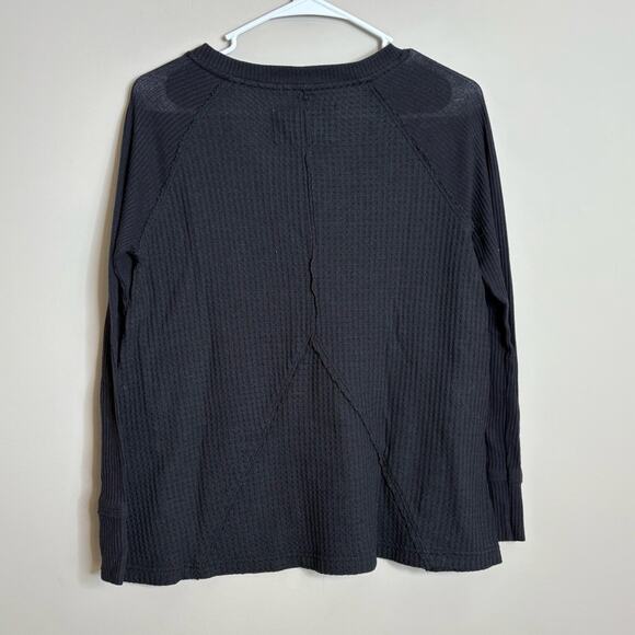 Anthropologie Maeve Pearson Waffle Knit Thermal Long Sleeve Black Size XS - Picture 6 of 8